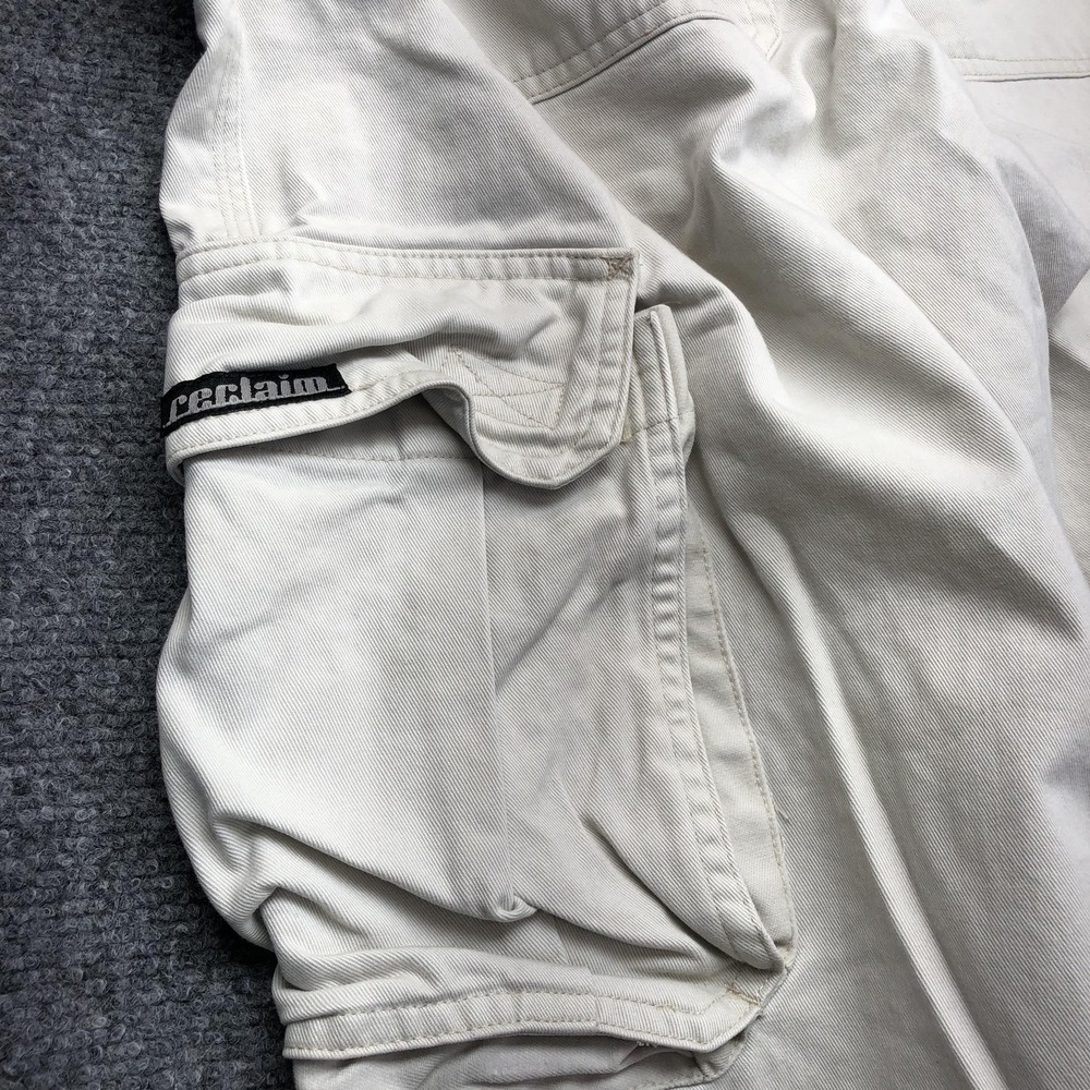 Y2K Cargo Pants Mens 32x28 Beige Canvas Wide Leg Relaxed Workwear Utility - Picture 9 of 10
